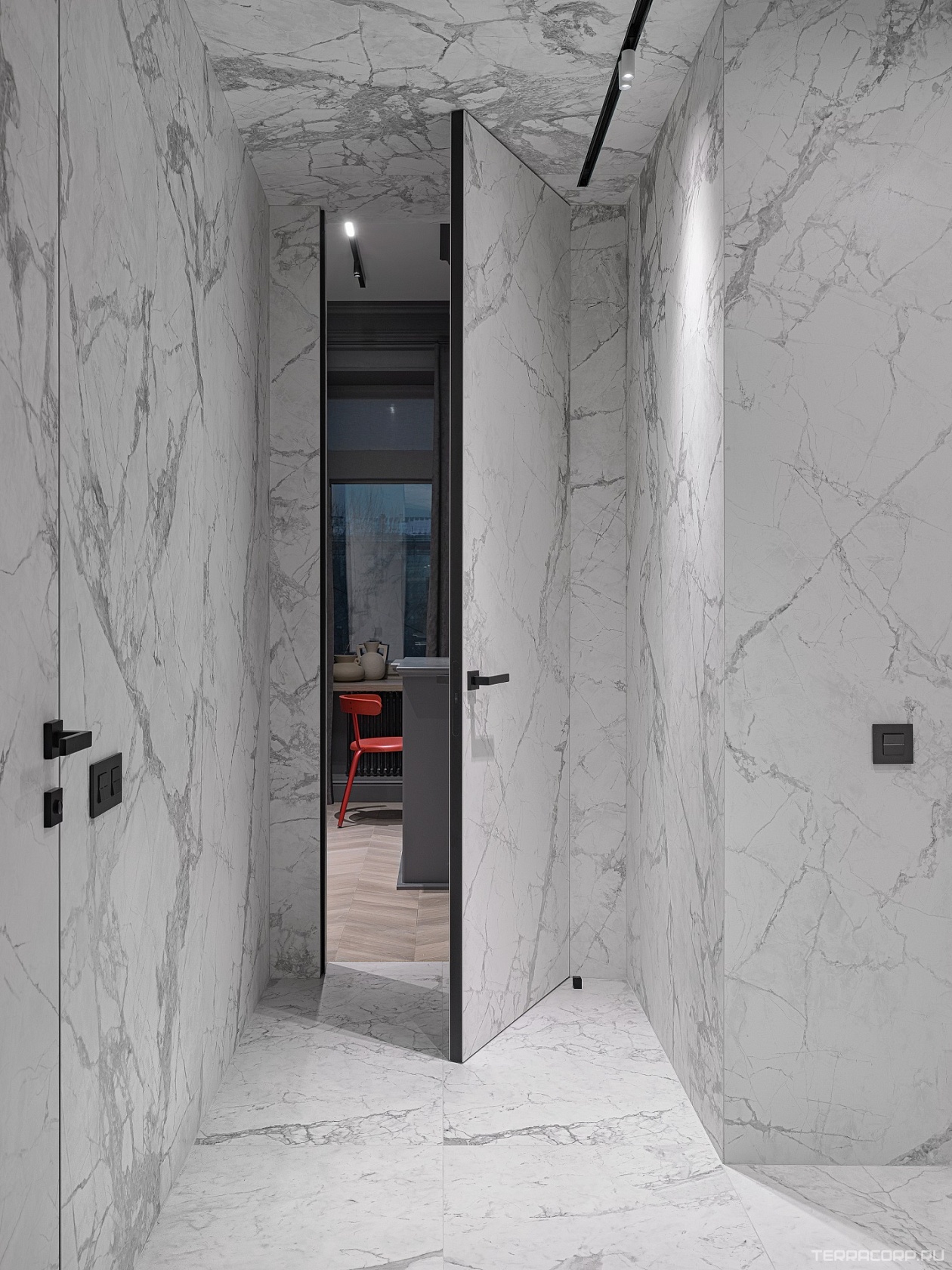 Керамогранит Laminam I Naturali Marmi Invisible White 5,6 ХХ 100x300 Белый, фото 6