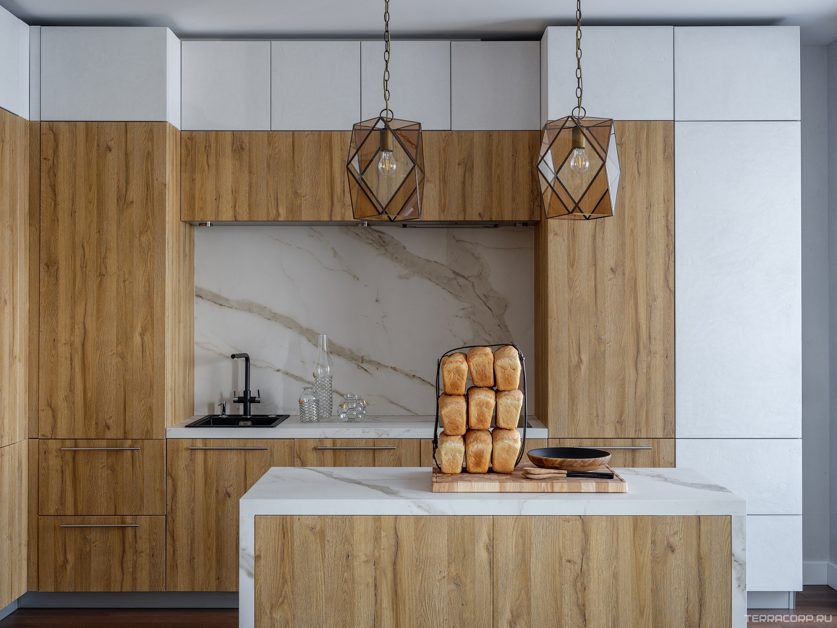 Керамогранит Laminam Rus I Naturali Marmi Calacatta Oro Venato 5,6 mm 100x300 Белый, фото 4