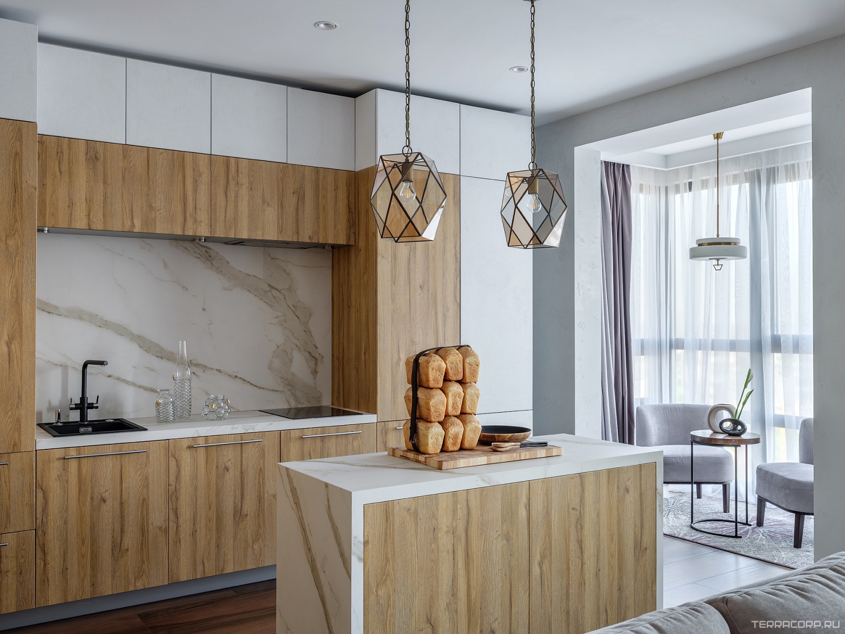 Керамогранит Laminam Rus I Naturali Marmi Calacatta Oro Venato 5,6 mm 100x300 Белый, фото 2