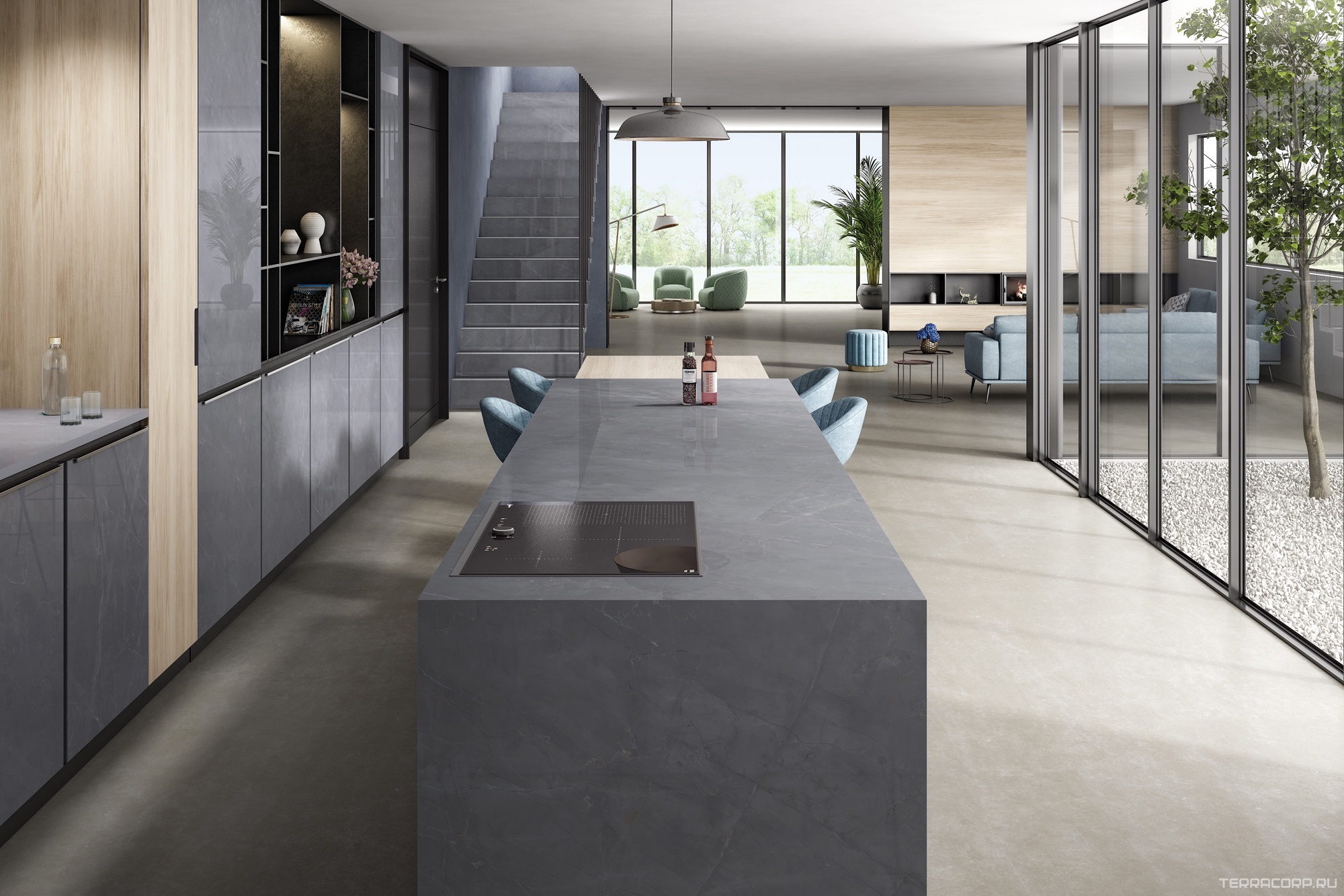 Керамогранит Exterior Ceramica Arch Rock Collection Armani Grey Brillo High Gloss 15 mm 80x300 Серый, фото 1