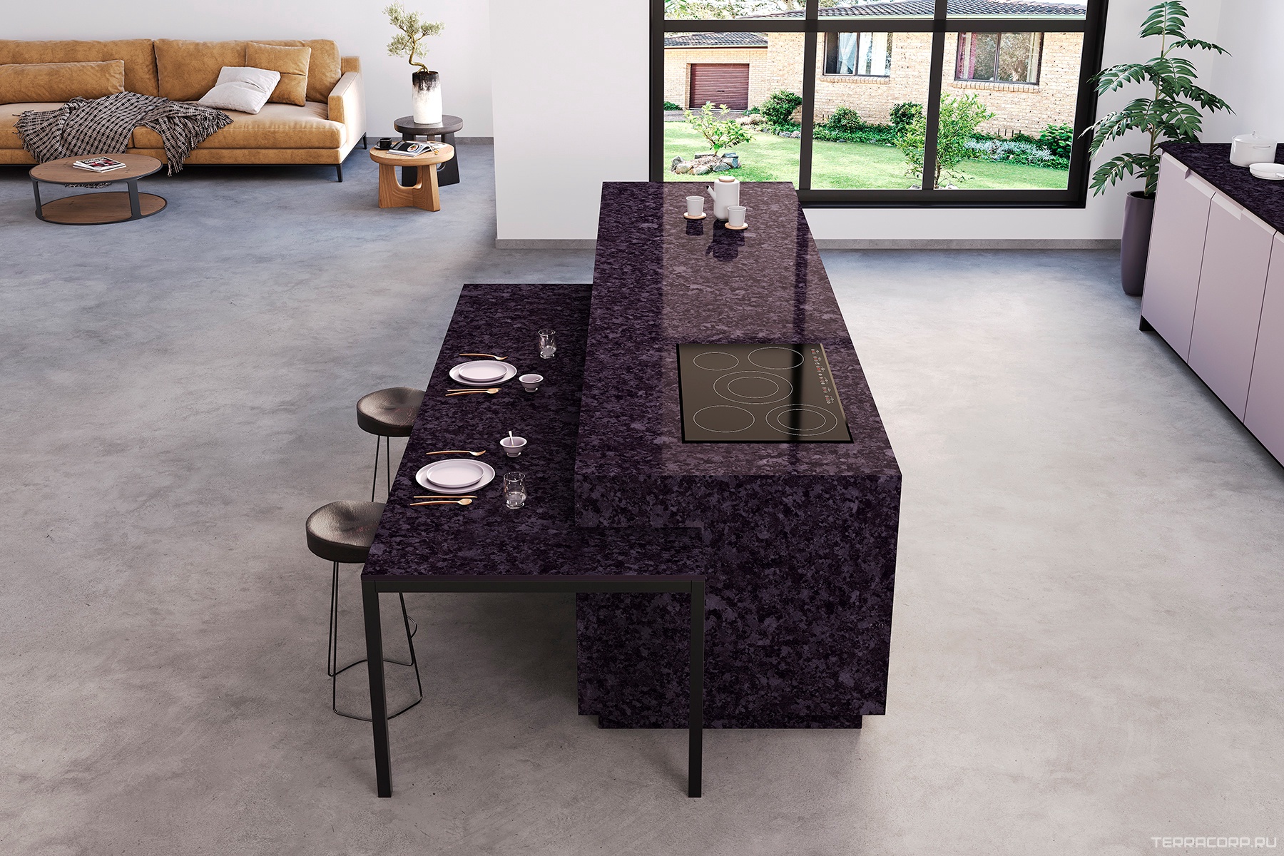 Керамогранит Exterior Ceramica Arch Rock Collection Mushroom Granite Brillo High Gloss 15 mm 80x300 Черный, фото 1