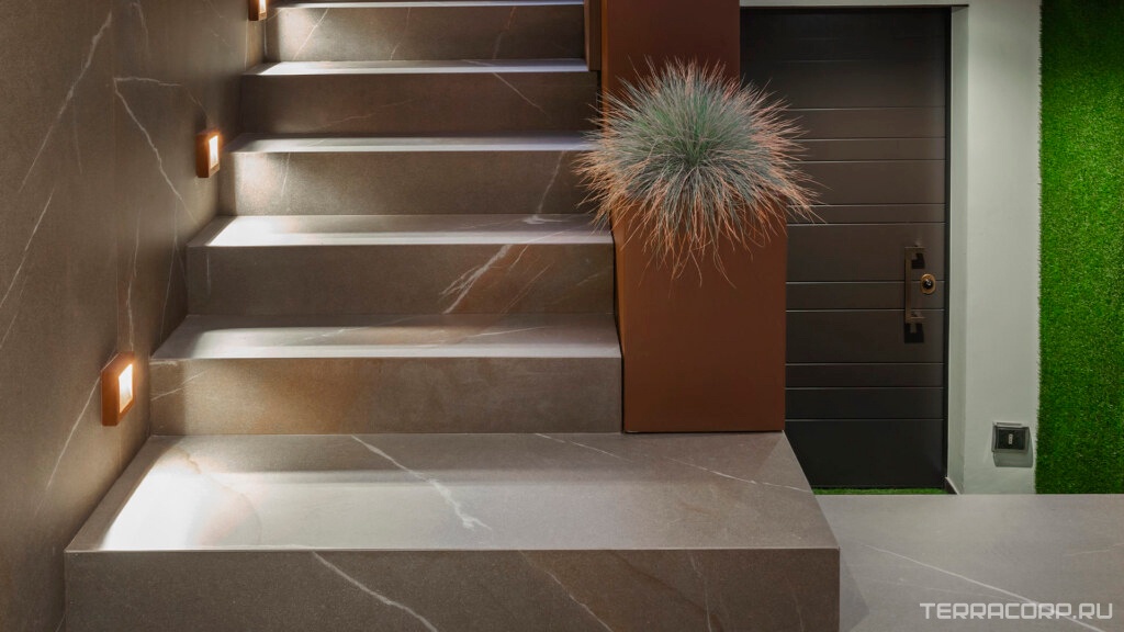 Керамогранит Laminam IN-SIDE Pietra Piasentina Taupe 5,6 мм ZZ 120x300 Серый, фото 4