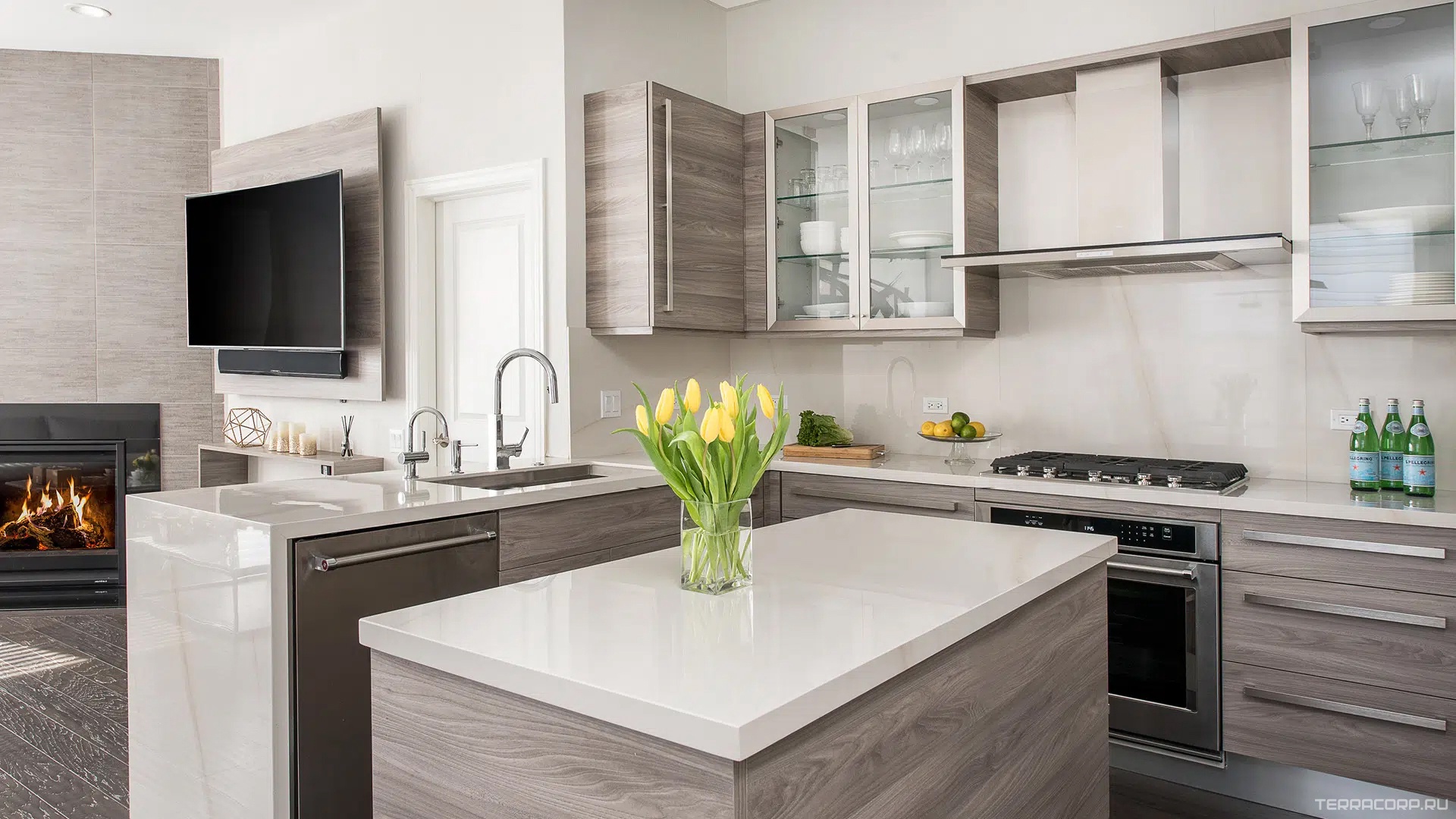 Керамогранит Laminam I Naturali Marmi Blanco Lasa Lucidato 5,6 ZZ100x300 Белый, фото 6