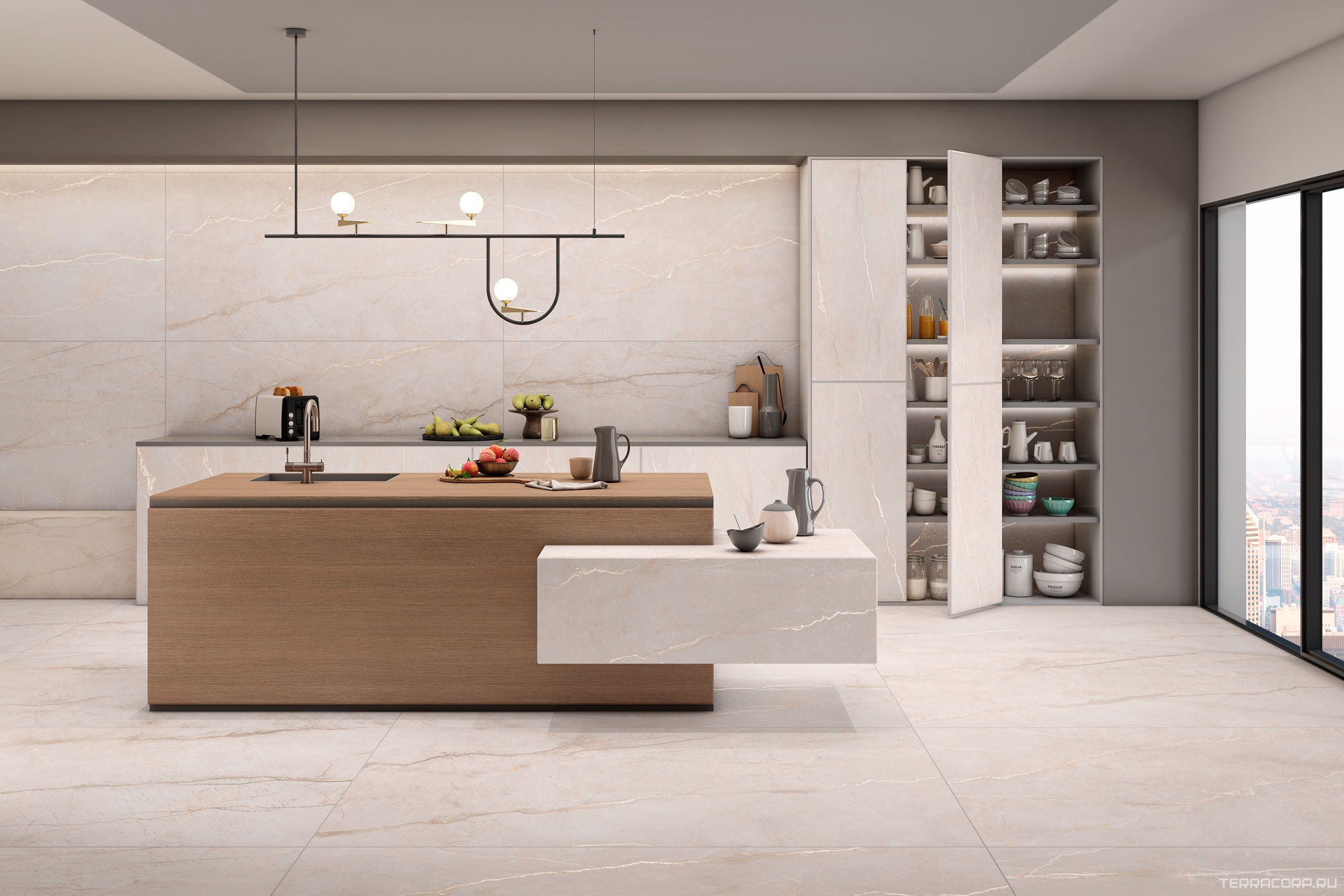 Керамогранит Alpas Euro Premium Marble XL Lithos Bianco Rock Carving 80x160 Белый, фото 1