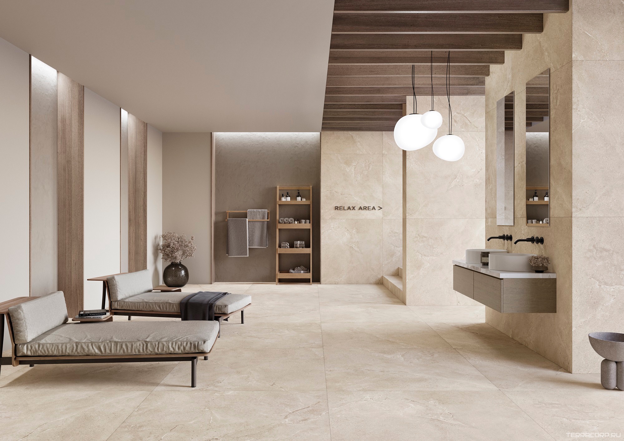 Керамогранит Dado Ceramica New Stone Daino 60x120 Бежевый, фото 3