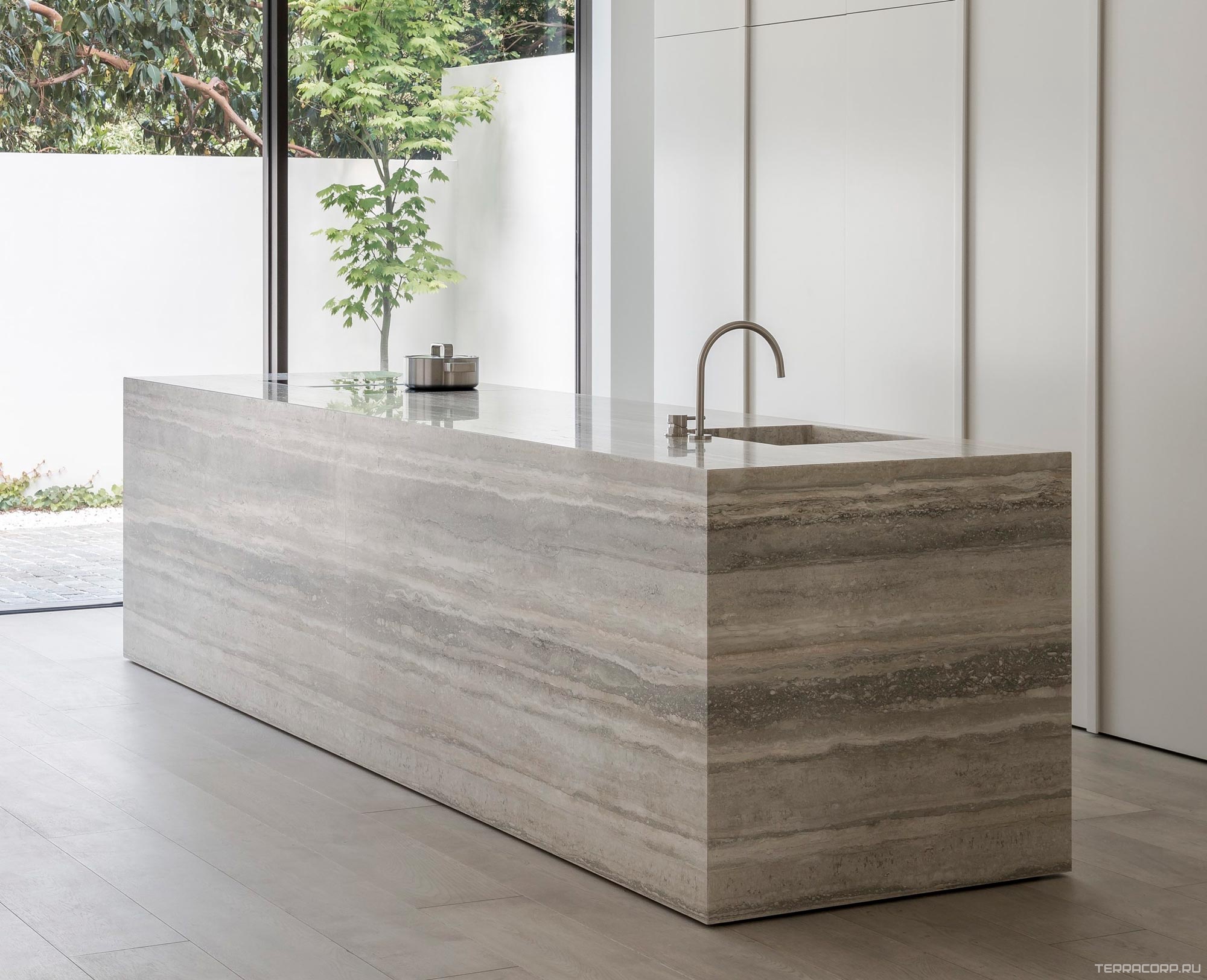 Керамогранит Janye Slab Travertino Travertine Silver Grey str 6 mm 120x270 Серый, фото 3
