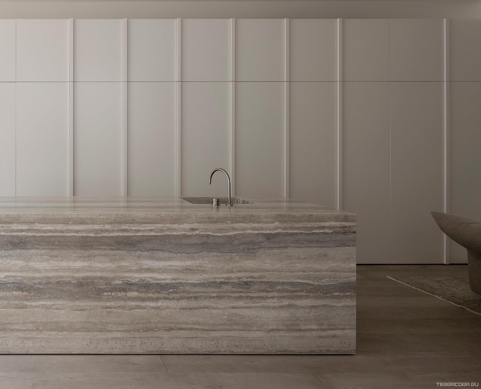 Керамогранит Janye Slab Travertino Travertine Silver Grey str 6 mm 120x270 Серый, фото 1