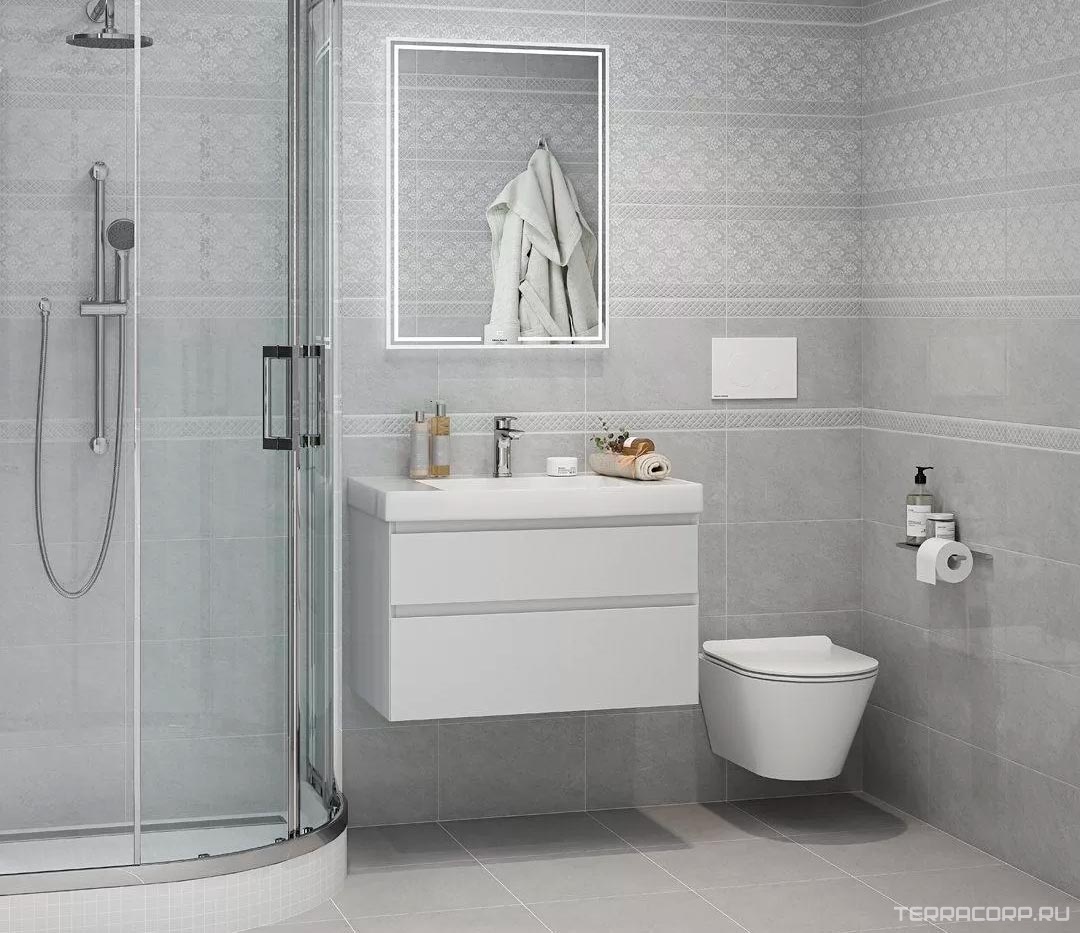 Керамическая плитка Kerama Marazzi Мотиво Декор серый светлый глянцевый 25x40 Серый, фото 5