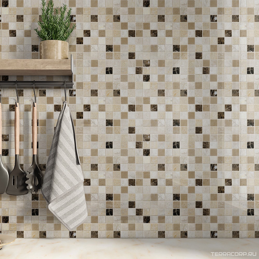 Мозаика Tureks Mosaic Venezia blend honed str 1x1 30.5X30.5X1 Бежевый, фото 1