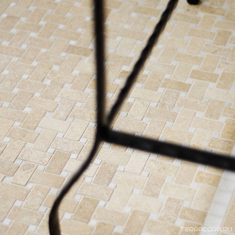 Мозаика Tureks Mosaic Seashell honed basketweave 1x2 30.5X30.5X1 Бежевый, фото 2