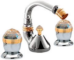 Смеситель для биде на 3 отв., с д/к, (цв. хром/золото), Okay Swarovski ZZ