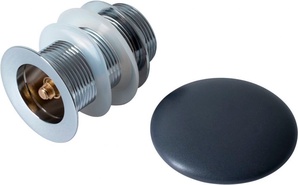 Донный клапан для сливного отверстия раковин, универсальный, незапираемый, G 1 1/4, (пластик, крышка  слива керамика цв.антрацит), Fantasy ZZ