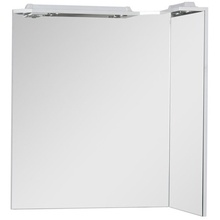 Зеркало Корнер 80 см правое со светильниками и карнизом, цвет белый ZZ