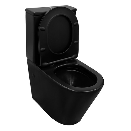 Унитаз напольный Black Queen 370х605х800 мм, безободковый с сиденьем микролифт в компл., цв. черный матовый ZZ