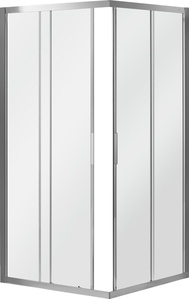 Душевое ограждение 900x900х1900мм, 2 раздвижных двери, 2 неподвижных секции, (стекло прозрачн.5 мм, фурн.цв.хром), Sela XX