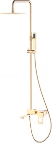Душевой стойка Boheme Q 148-GG (смеситель, ручной и верхний душ, излив) длина штанги 150 см, цв. золото ZZ