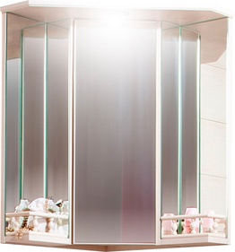 Зеркало-шкаф Кантри-60 см, с балюстрадой, цв.бежевый дуб ZZ