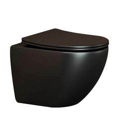 Унитаз подвесной безободковый Ceramica Nova Metropol CN4002MB 49x36.5x39 см, черный матовый, крышка-сиденье с микролифтом в комплекте, ZZ