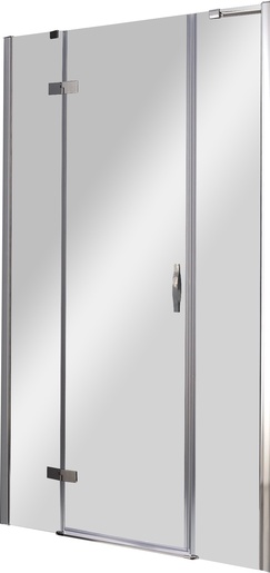 Дверь в нишу 1300 (1280-1320)х1950 мм, вход 550мм, с 2мя неподв.сегментами,"Левая" петли слева, (стекло хром. 6мм, фурн/хром), Bergamo ZZ товар