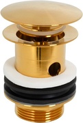 Донный клапан для сливного отверстия раковин с переливом, нажимной Clic-Clac, G 1 1/4, (металл, цв.брашированное золото), Eco ZZ