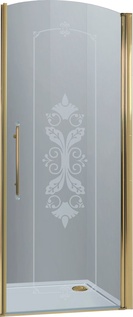 Дверь в нишу 800(780-820)хh1950мм, вход 665мм, распашная, "Правая", (стекло прозр.с матовым рисунком 6мм, фурнит.цв.золото), Giubileo ZZ