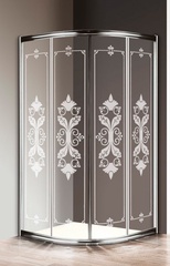 Душевое ограждение 1/4 круга R550, 885-900х885-900хh1950мм, 2 сдвижные двери, (ст.прозр.с матовым рисунком 6мм, фурн/хром), Giubileo ZZ