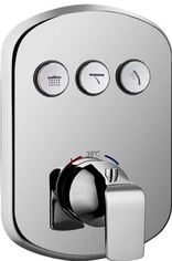 Встраиваемый термостатический смеситель с трёхпозиционным кнопочным переключателем, (внутренняя часть в компл.),(цв. хром), Globo ZZ