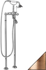 Смеситель для ванны напольный, с душевым гарнитуром (лейка, шланг), (цв.бронза, ручка цв.белый), Margot ZZ