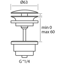 Донный клапан для раковины, нажимная, "Click-Clack", G 1 1/4, (цв.нерж.сталь), Xion ZZ