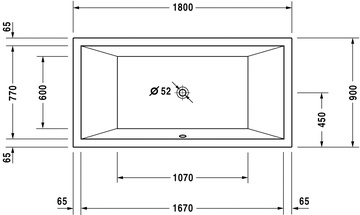 Ванна 1800х900хh460(485)мм, встраиваемая, (без ножек арт.790100 и сифона арт.790293 00 0 00 1000), Starck ZZ