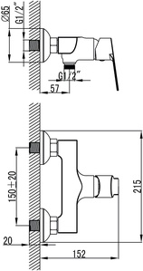 Смеситель Elghansa Wellesley 3344844 для душа| 21x6x15