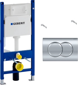 Инсталляция для подвесного унитаза Geberit Delta 01, 112х50 см, двойной смыв, клавиша хром глянец круглая в компл. ZZ