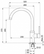 Смеситель Granula GR-2125 для кухонной мойки, пирит| 15x37x26