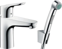 Смеситель Hansgrohe Focus 31927000 для раковины с гигиеническим душем, с донным клапаном Push-Open| 4x17x15