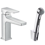 Смеситель Hansgrohe Metropol 32522000 для раковины с гигиеническим душем, с донным клапаном Push-Open| 4x18x16