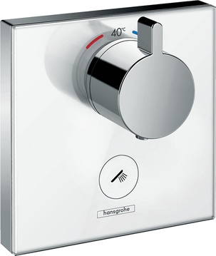 Термостат встраиваемый в стену, на 2 потреб., внешняя часть без скрытой арт.01800180, (стеклянный цв. белый/хром), HG ShowerSelect Glass HighFlow ZZ