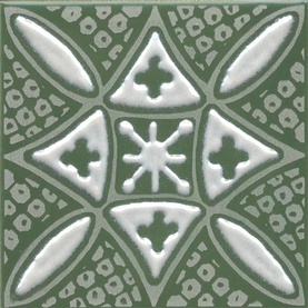 Декор Бахия 2 зелёный глянцевый 9,8x9,8x0,7