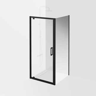 Душевая дверь VETRO распашная, 90х195 см, покрытие Easy clean,стекло 6 мм прозрачное, профиль цв.матовый черный ZZ