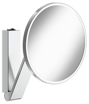Зеркало косметическое 212х212мм, кругое, на кронштейне с шарниром, с подсветкой, кнопочный выключатель, увеличение х5, (цв.хром), iLook move ZZ