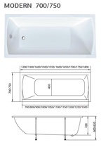 Акриловая ванна Marka One Modern 180х70 см, без каркаса и слива ZZ