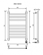 Полотенцесушитель электрический "ЛМ-4" 800*500 мм,скрытый монтаж, блок управления справа, цвет хром ZZ