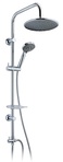 Душевая стойка с верхним, стационарным душем d240мм карбон и ручным душем и мыльницей, (цв.хром), RS white ZZ