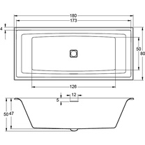 Ванна акриловая Still Square180х80 см, БЕЗ ножек и фронтальной панели ZZ