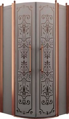 Душевое ограждение, 1/4 круга, R550, 900х900хh1950мм, 2 расп.двери с 2 неподв.сегм., (профиль цв. бронза, стекло 6мм матовое.с прозр.рис), Malme ZZ
