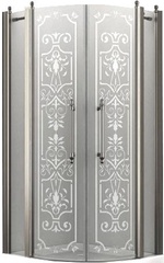 Душевое ограждение, 1/4 круга, R550, 1000х1000хh1950мм, 2 расп.двери с 2 неподв.сегм., (профиль цв. хром, стекло 6мм прозр.с матов.рис), Malme ZZ