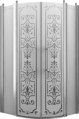 Душевое ограждение, 1/4 круга, R550, 1000х1000хh1950мм, 2 расп.двери с 2 неподв.сегм., (профиль цв. хром, стекло 6мм матовое.с прозр.рис), Malme ZZ