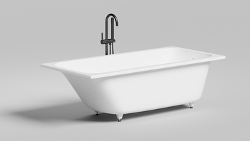 Ванна 1700х800хh600мм, встраив., литой камень S-Stone матов. цв.белый, д/к Up&Down в цвет ванны, интегрир.слив-перелив, ножки в компл, Orlanda Kit ZZ