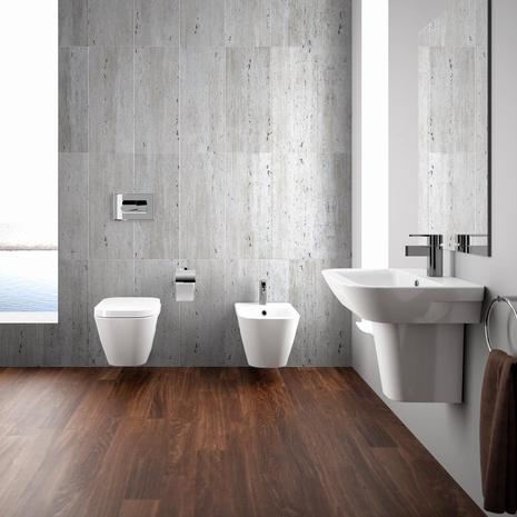 Унитаз подвесной компактный 50x35см, безободковый Rimflush, скрытый крепёж, без сиденья, Look ZZ