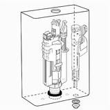 Механизм смыва для бачка унитаза, (для арт.5527, 8312), подвод воды снизу, справа, Scarabeo ZZ