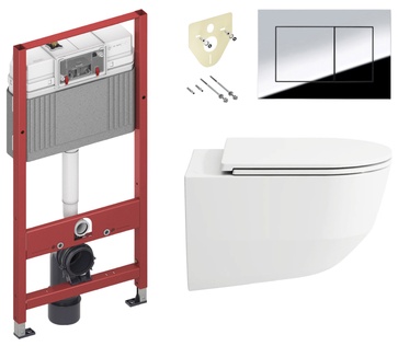 Комплект 6 в 1: унитаз подвесной, сиденье с микрол, инсталляция для подв.унитаза, крепёж, клавиша смыва цв.хром, TECEbase, Laufen Pack Pro ZZ